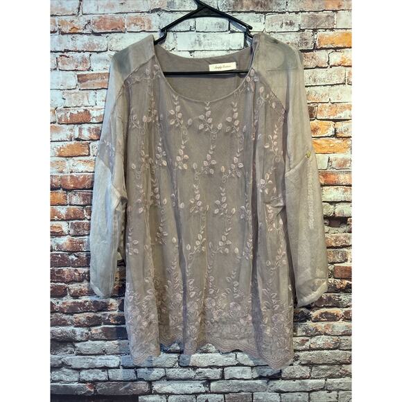 Purple Simply Couture Lace Embroidered Layered Blouse Top Women’s Size Medium - Picture 1 of 6